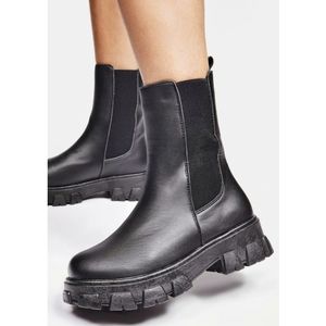 Black Vegan Leather Chelsea Boots, Size 9